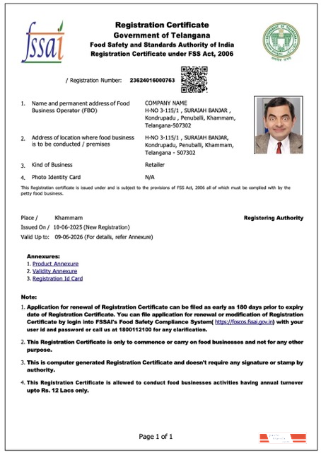 India Telangana company registration certificate Word and PDF template